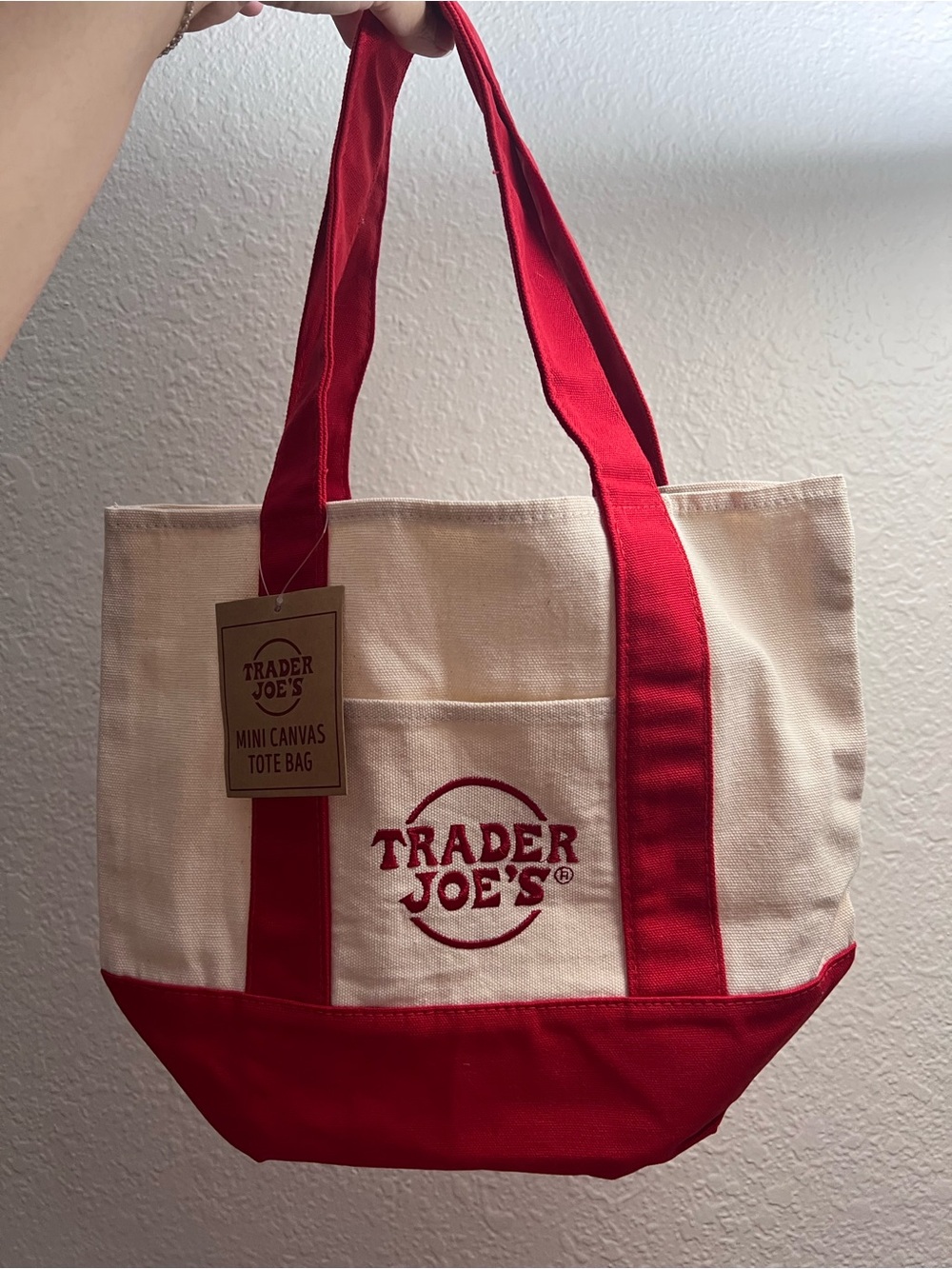 NWT - Trader Joe's Mini Canvas Tote Bag in Red